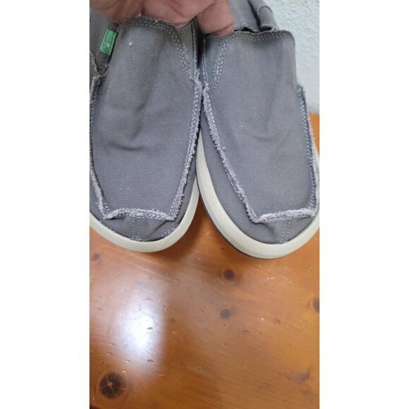 Sanuk Mens Brown Canvas Slip-On Shoes With Frayed Edges - Eco-Friendly & Comfort - Picture 11 of 11